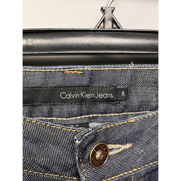 Calvin Klein Womens Lean bootcut denim Jeans Size 8 Mid Rise Dark Wash - Picture 7 of 9